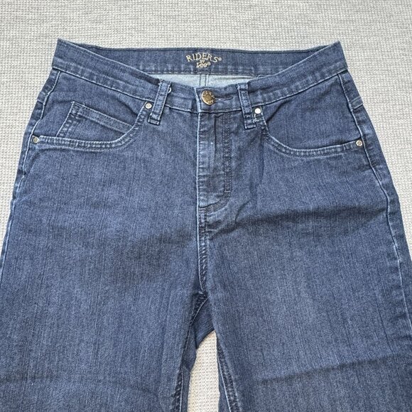 Riders By Lee Womens Blue Denim Capri Jeans Size 8 Medium Pockets Cotton Blend - Picture 3 of 13